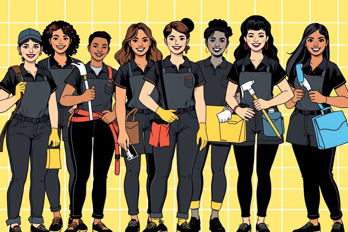 Diverse team of women handymaids