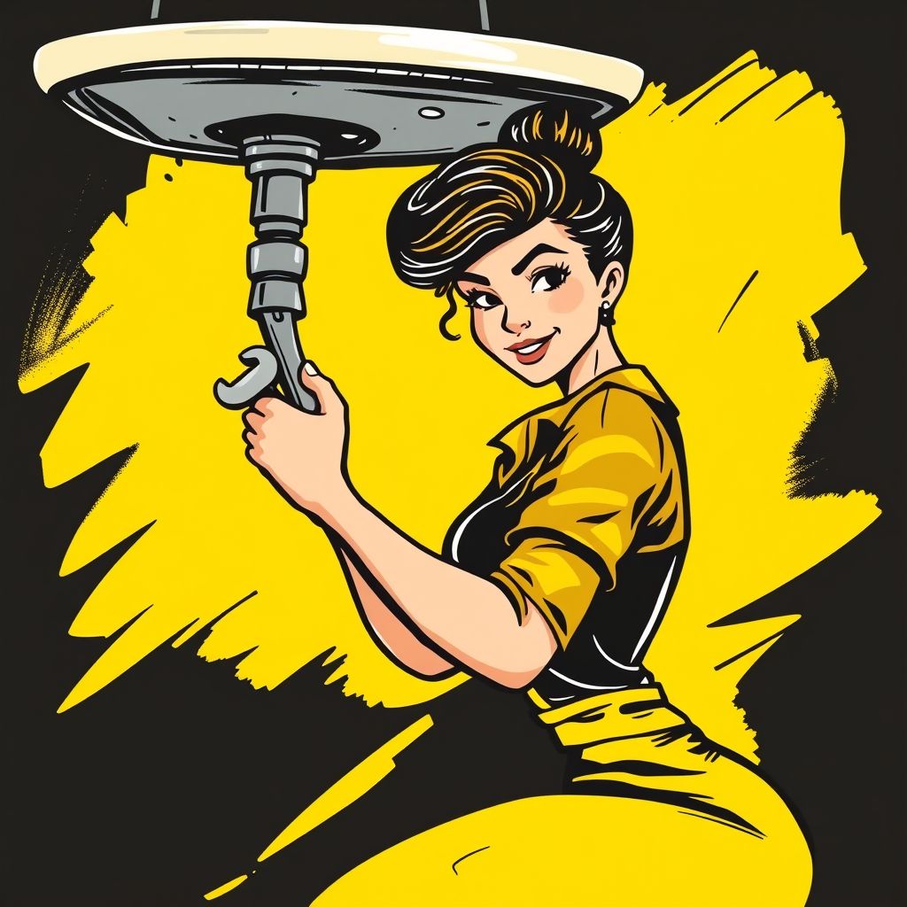 Woman fixing plumbing